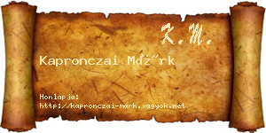 Kapronczai Márk névjegykártya